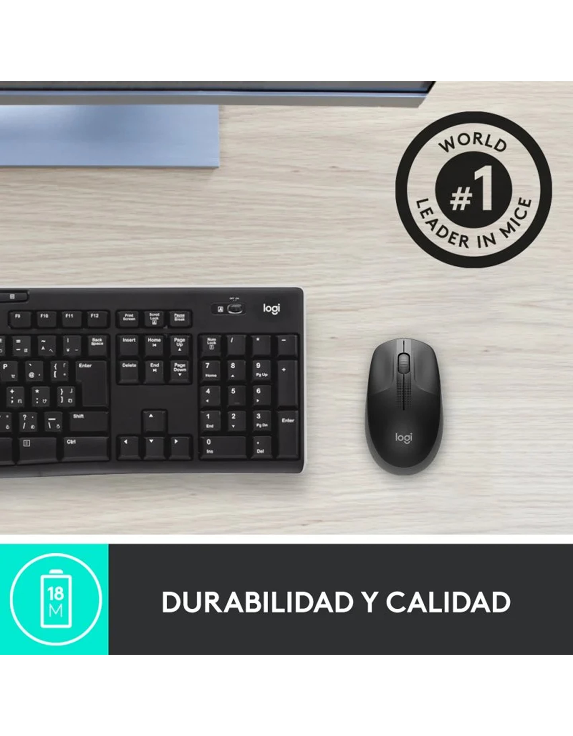 Raton LOGITECH M190 Gris marengo Wireless 1000DPI - Imagen 6