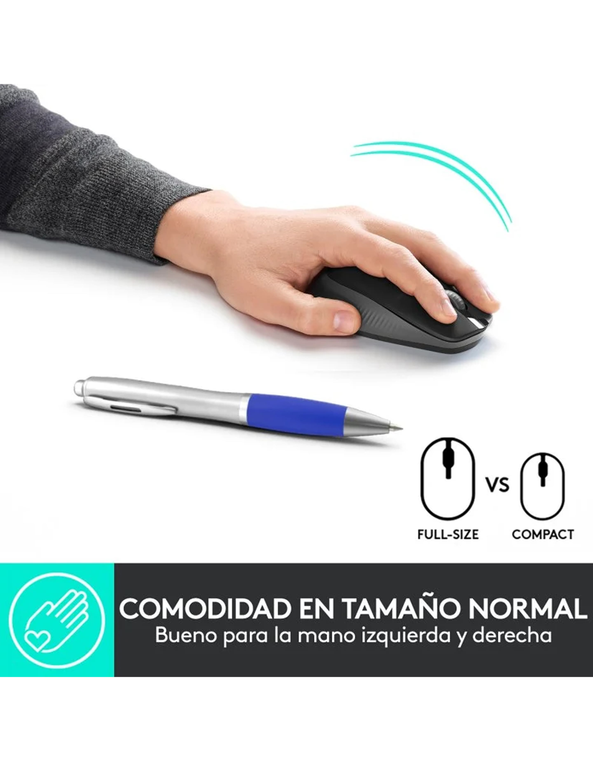Raton LOGITECH M190 Gris marengo Wireless 1000DPI - Imagen 4