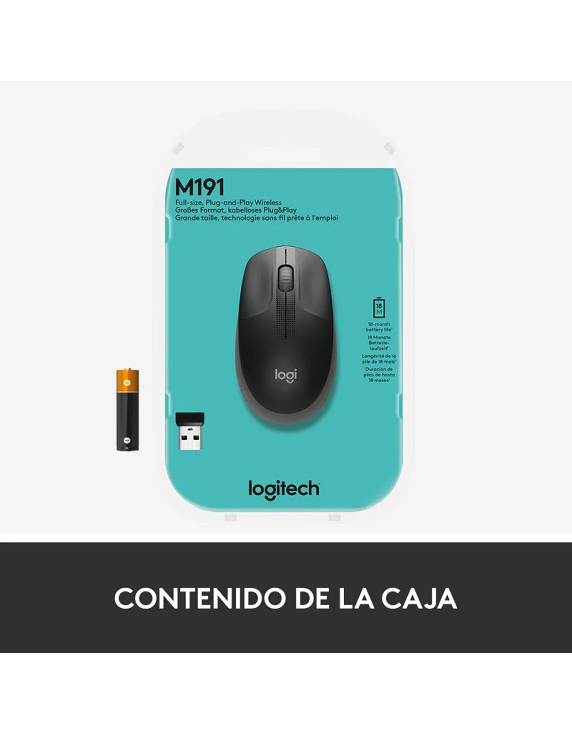 Raton LOGITECH M190 Gris marengo Wireless 1000DPI - Imagen 3