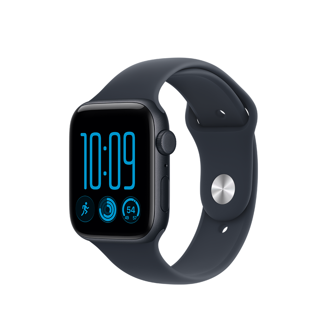 Apple Watch SE 3 GPS 44mm Caja de aluminio Medianoche con correa Deportiva Azul marino - (M/L, muñecas de 160 a 210 mm)